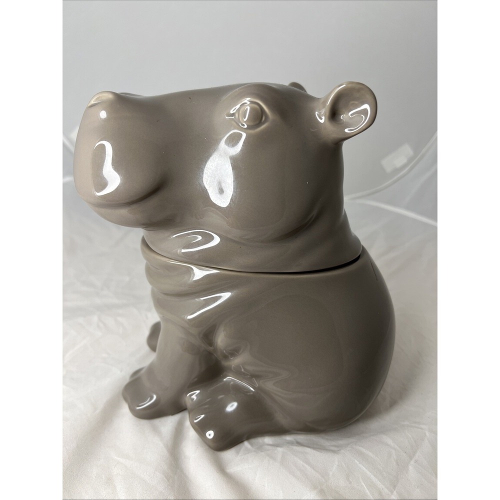 Hippopotamus Hippo Cookie Jar by Threshold Gray / Brown Target Stoneware 2015 - Picture 3 of 8